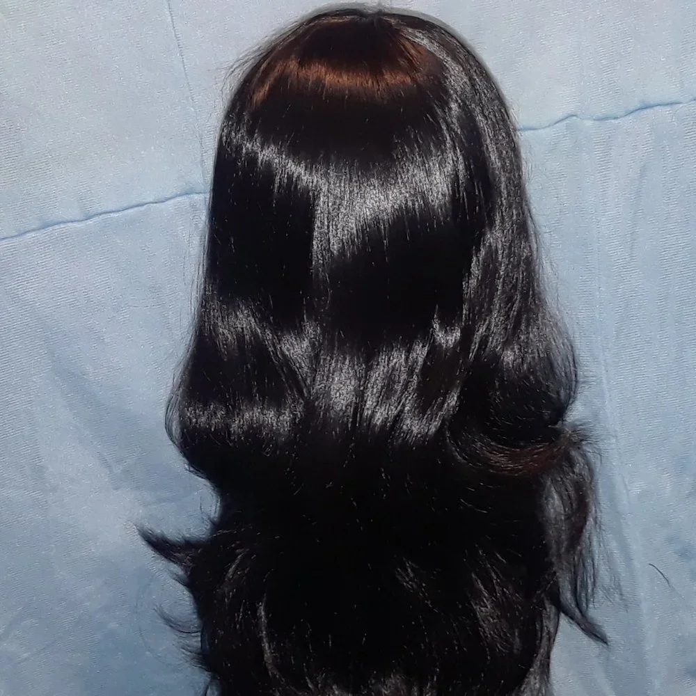 JET BLACK Long Wavy Synthetic